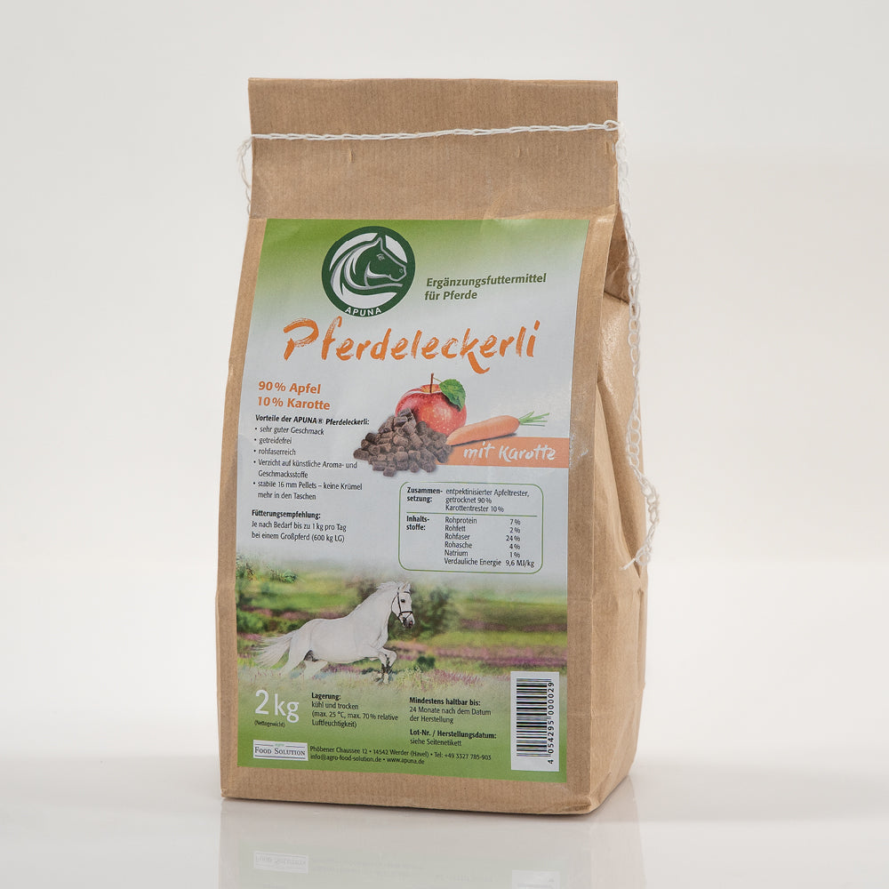 Tüte mit 2 kg Pferdeleckerli mit Karotte von APUNA