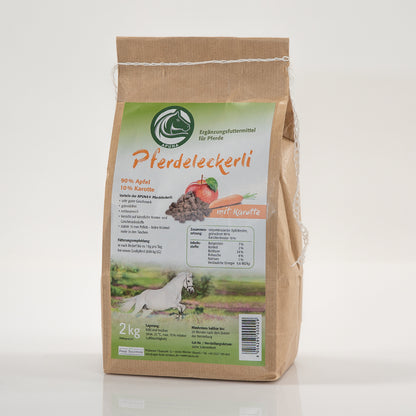 Tüte mit 2 kg Pferdeleckerli mit Karotte von APUNA