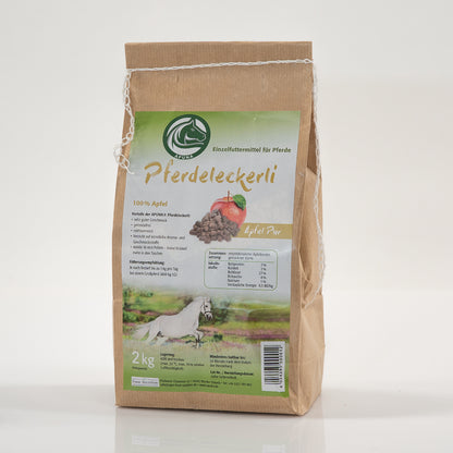 Tüte mit 2 kg Pferdeleckerli Apfel Pur von APUNA