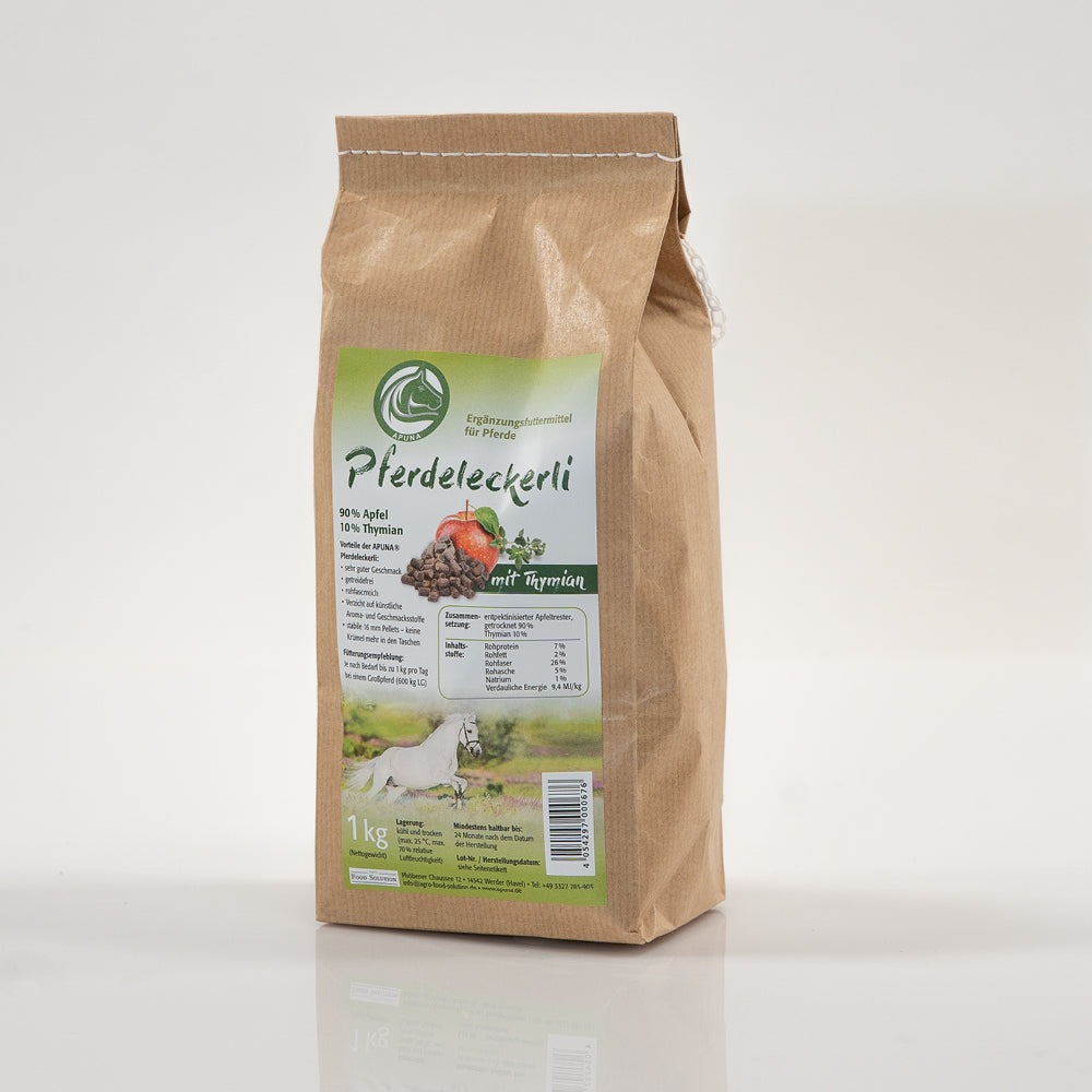 Tüte mit 1 kg Pferdeleckerli mit Thymian von APUNA