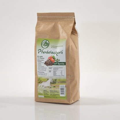 Tüte mit 1 kg Pferdeleckerli mit Thymian von APUNA