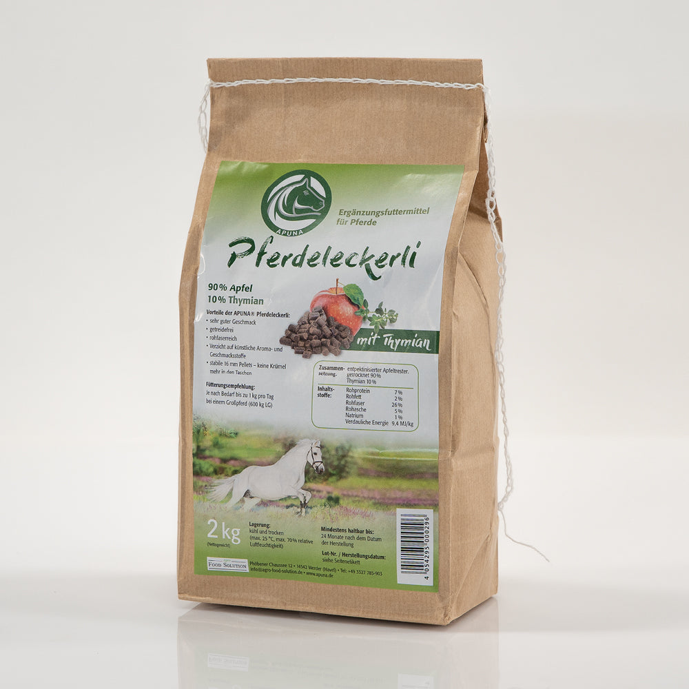 Tüte mit 2 kg Pferdeleckerli mit Thymian von APUNA